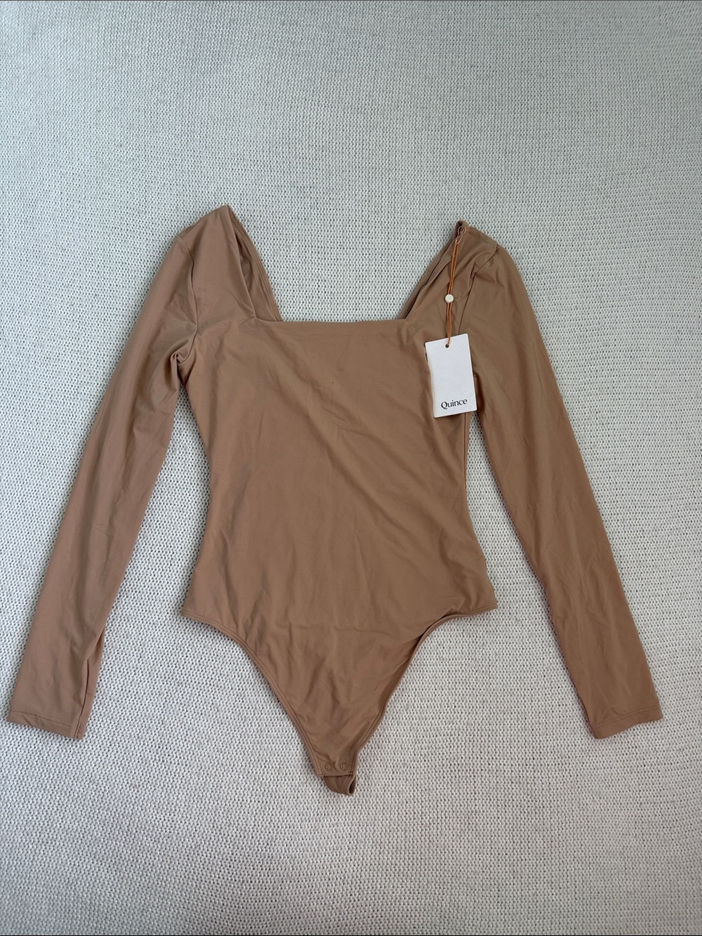 NWT! Quince Square Neck Long Sleeve Bodysuit Tan Size Small